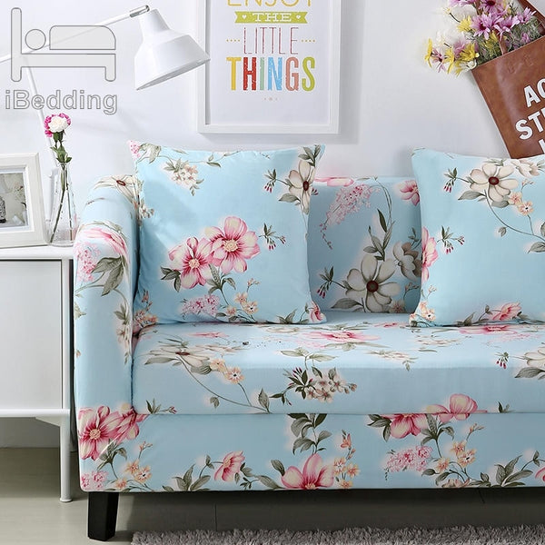Lush Flowers Elastic Sofa Protector Cover for Living Room Sofa Slipcovers Sectional L Shape Sofacover 1/2/3/4 Seater