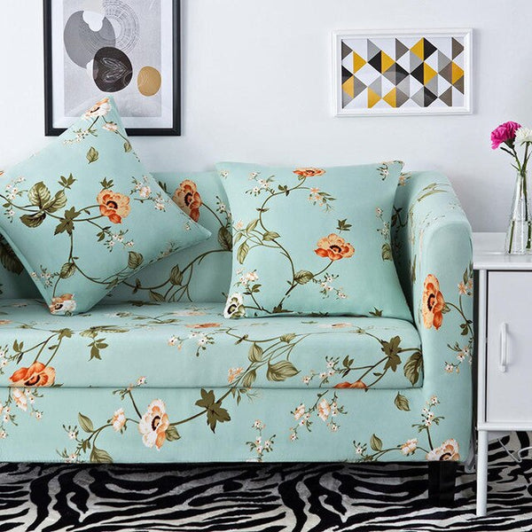 Lush Flowers Elastic Sofa Protector Cover for Living Room Sofa Slipcovers Sectional L Shape Sofacover 1/2/3/4 Seater