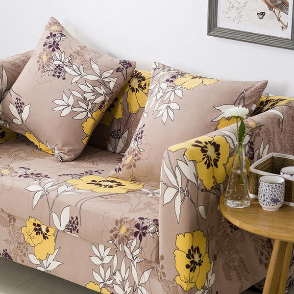 Lush Flowers Elastic Sofa Protector Cover for Living Room Sofa Slipcovers Sectional L Shape Sofacover 1/2/3/4 Seater