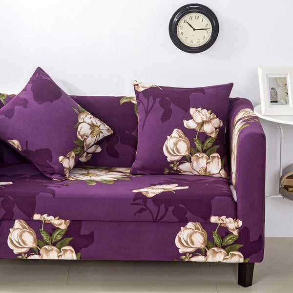 Lush Flowers Elastic Sofa Protector Cover for Living Room Sofa Slipcovers Sectional L Shape Sofacover 1/2/3/4 Seater