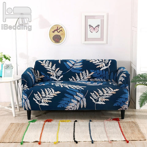 Lush Leaves Dark Stretch Sofa Protector Cover for Living Room Sofa Slipcovers Sectional L Shape Sofacover 1/2/3/4 Seater
